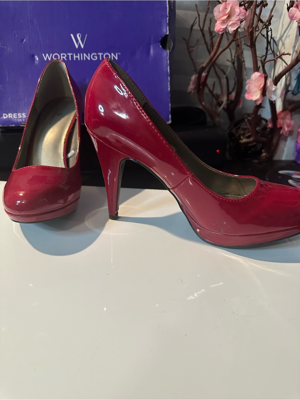 Worthington Cherry Red Patent Platform Pumps